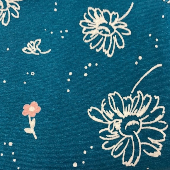 Hanna Andersson Girls Long Sleeve Tee , 10, NWOT, dark turquoise with flowers - Picture 5 of 7